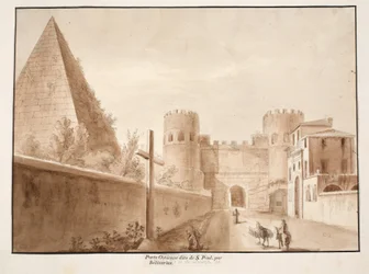 La Porta Ostiensis o San Paolo, construida por Belisario, 1833